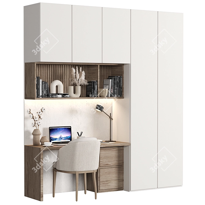 Modern Wood Office Furniture Set 3D model image 2