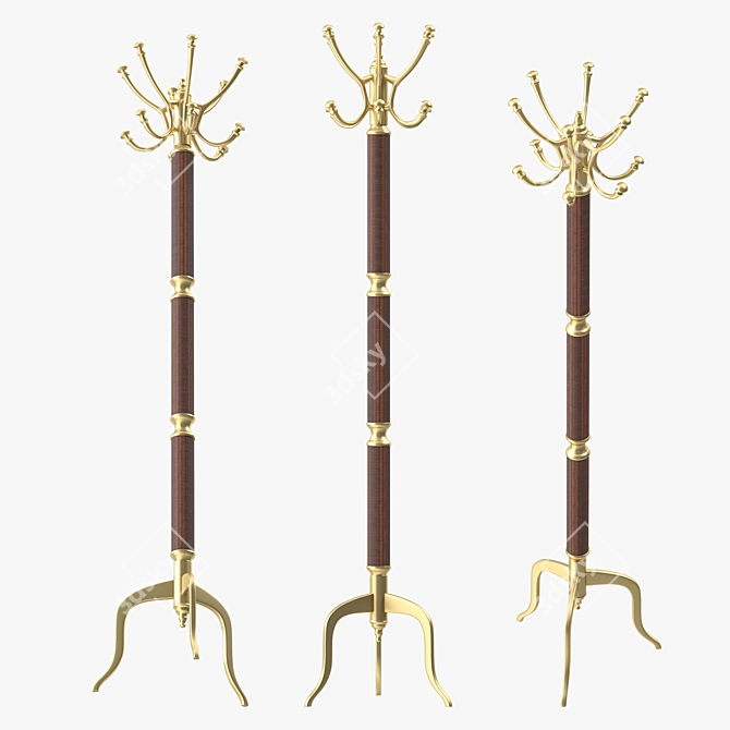 Luxury Gold Coat Hanger Stand 3D model image 4