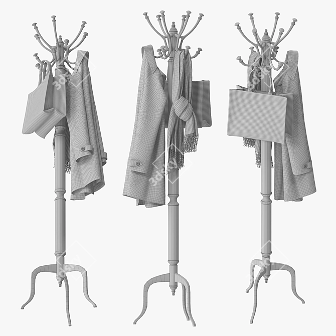 Luxury Gold Coat Hanger Stand 3D model image 5