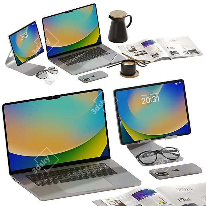 Apple Desk Set Bundle 3D model image 2