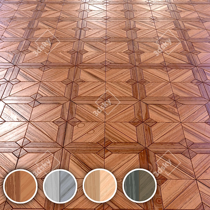 Seamless Wood Parquet 4K Texture 3D model image 1