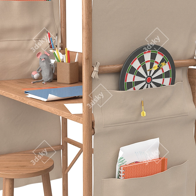 Oak Writing Desk Tent "Andy 3D model image 2