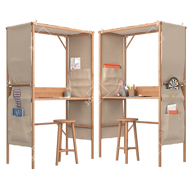 Oak Writing Desk Tent "Andy 3D model image 4