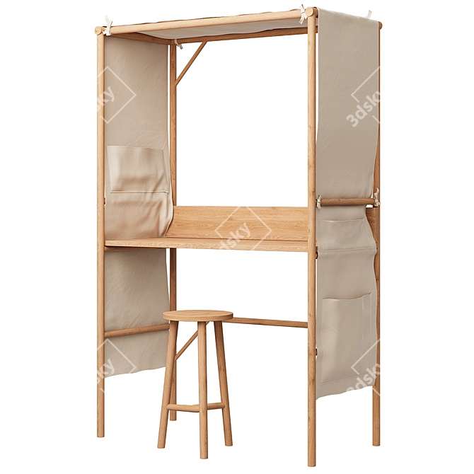 Oak Writing Desk Tent "Andy 3D model image 6