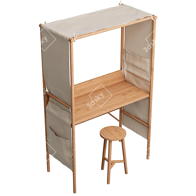 Oak Writing Desk Tent "Andy 3D model image 7