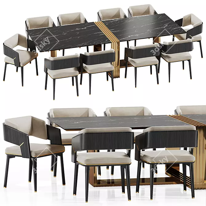 Elegant Vertigo Dining Set 3D model image 1