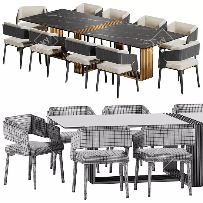 Elegant Vertigo Dining Set 3D model image 2