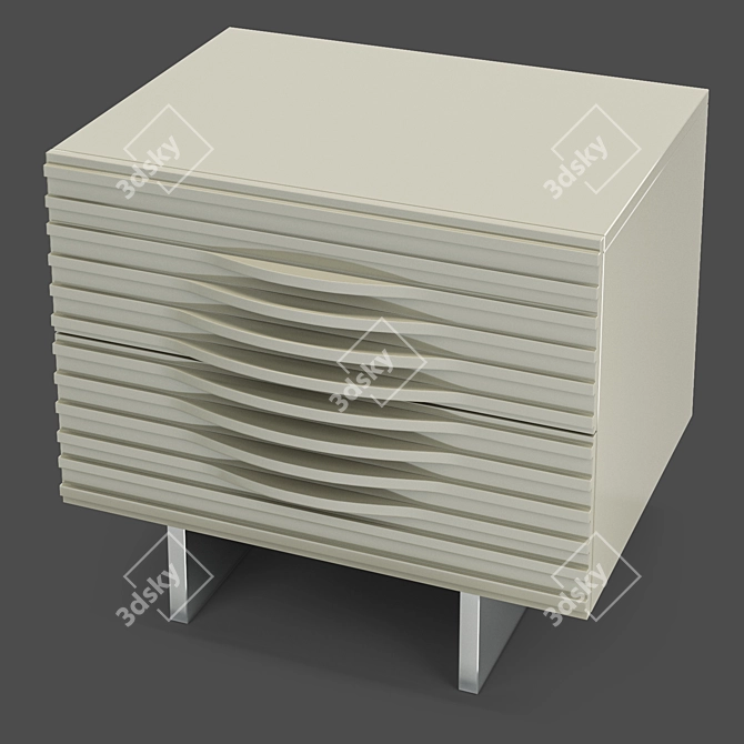 Glossy Nightstand MOD Miramar 3D model image 2