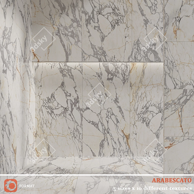 Marble Effect Bamboo Wall Tiles 3D model image 2