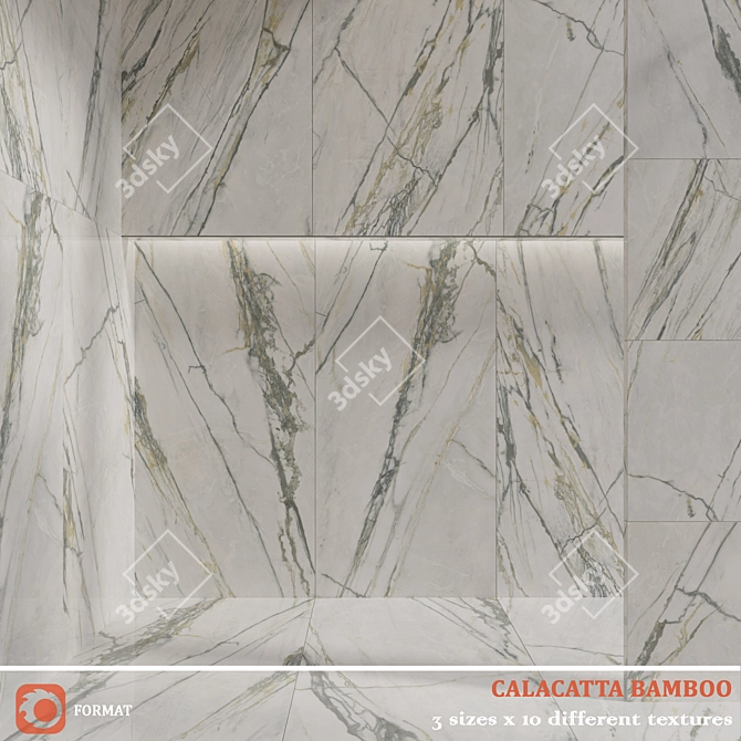 Marble Effect Bamboo Wall Tiles 3D model image 3