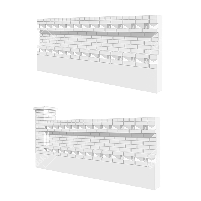 Brick Fence Kit Set 3D model image 2