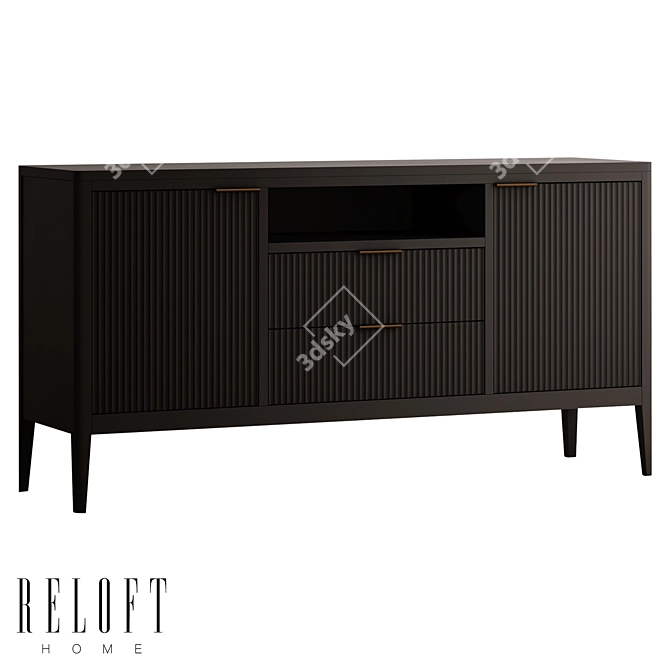 Modern Media Console with 2 Drawers 3D model image 1