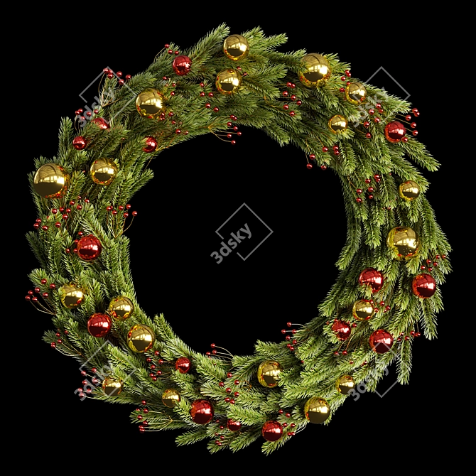 Holiday Tree with Gifts & Wreath 3D model image 2