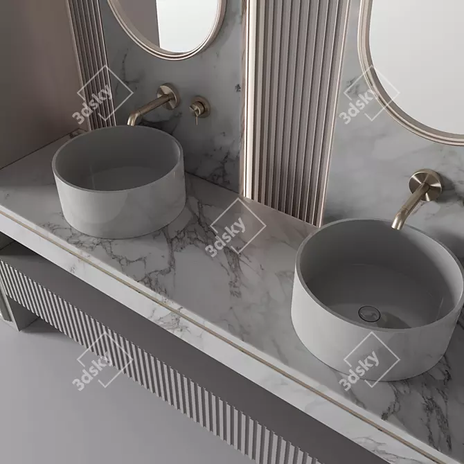 Modern Bathroom Furniture Set - White 3D model image 7