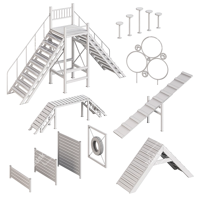 Canine Agility Park Equipment 3D model image 7