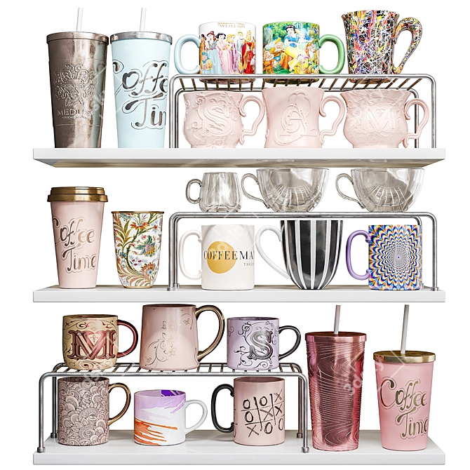 Stylish Mug Set Models Archive 3D model image 1