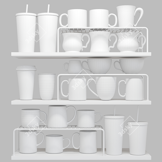 Stylish Mug Set Models Archive 3D model image 2