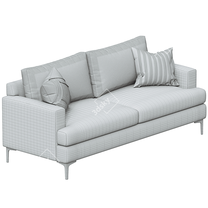 Elegant Ivory Upholstered Sofa 3D model image 3