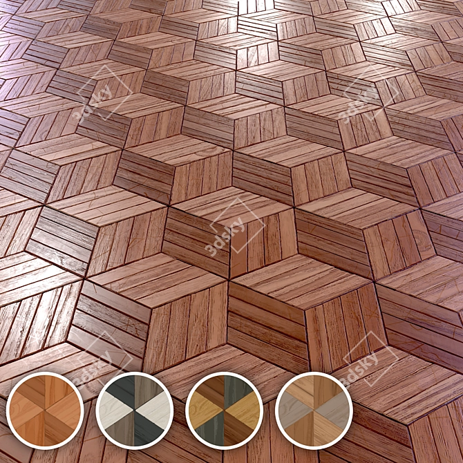 Wooden Parquet Tile Collection 4K 3D model image 1