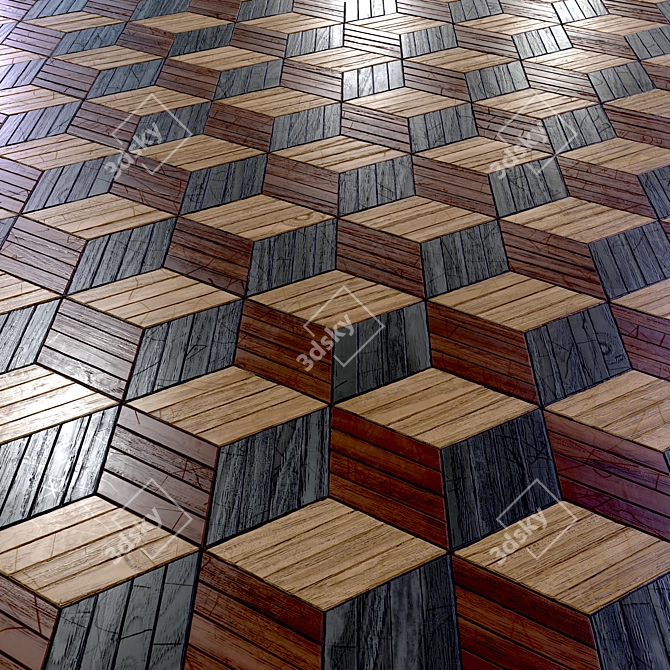 Wooden Parquet Tile Collection 4K 3D model image 3