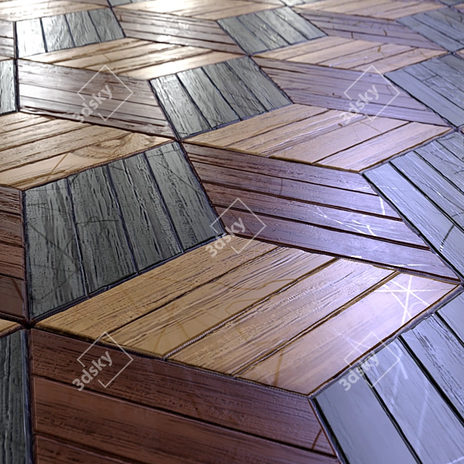 Wooden Parquet Tile Collection 4K 3D model image 7