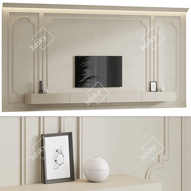 TV Zone Wall Composition Set 3D model image 1