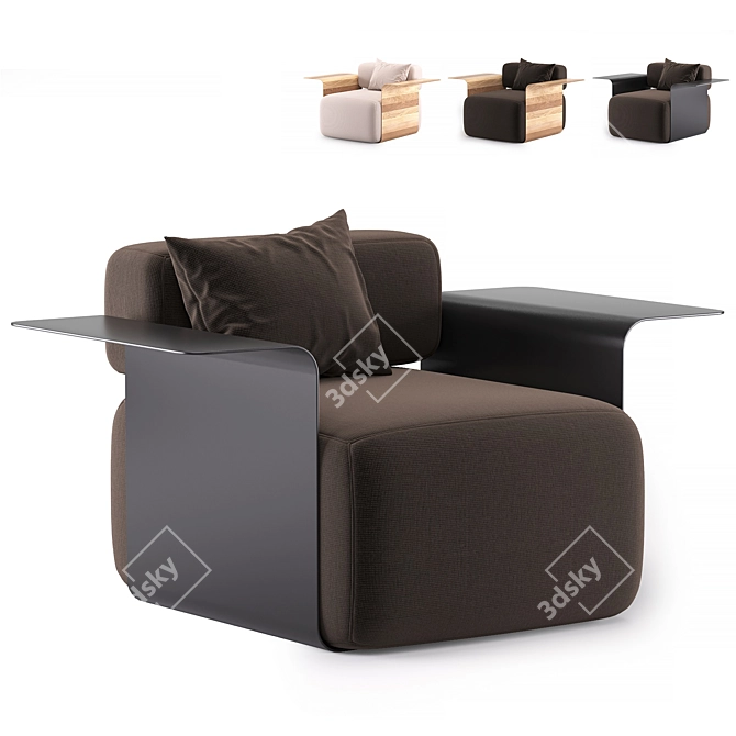 Cozy Modern Armchair Set 3D model image 1