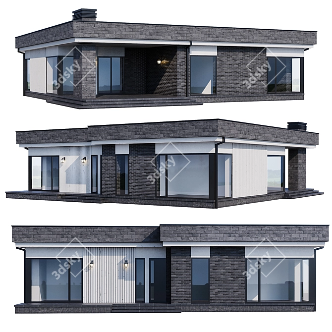 Contemporary Mansion Model, 3D Asset 3D model image 2