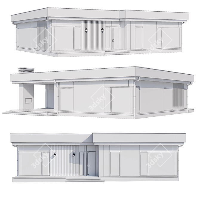 Contemporary Mansion Model, 3D Asset 3D model image 5