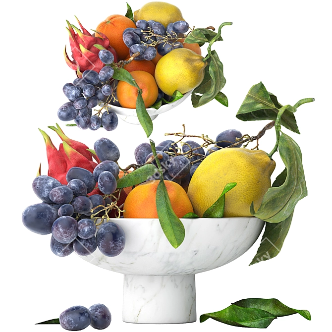 Exotic Fruit Bowl 3D Model 3D model image 2