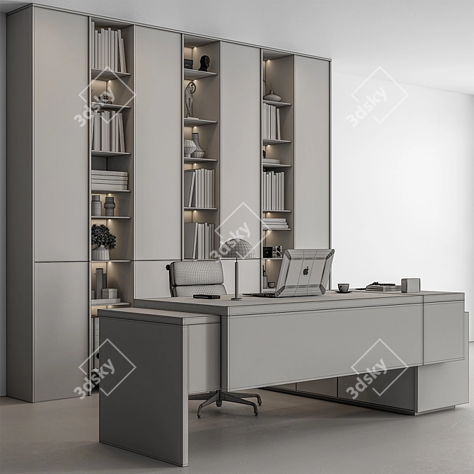 Executive Office Desk - Modern Workstation 3D model image 5