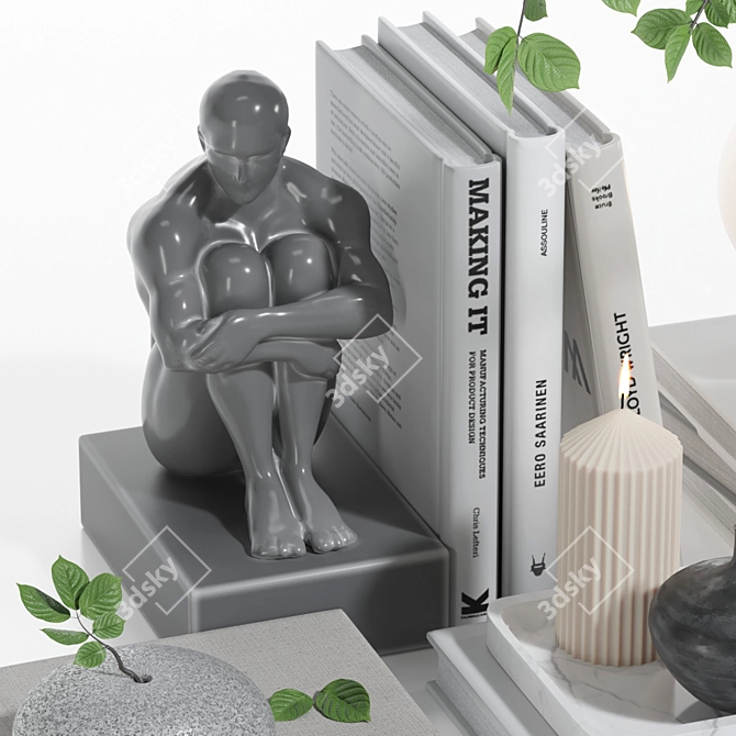 Modern Decorative Set with Statue 3D model image 2