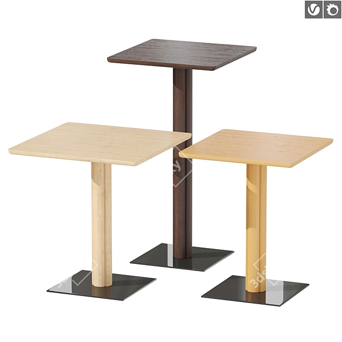 Sipa One Wooden Table 600x600x750 3D model image 1