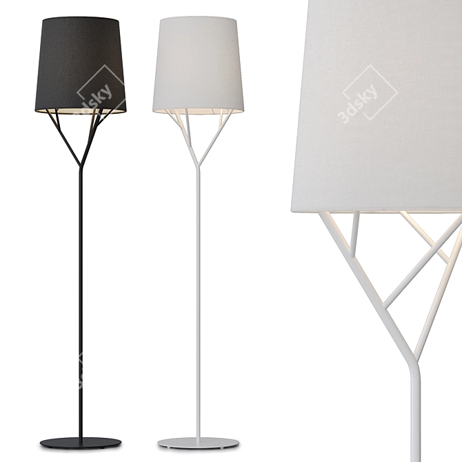 Modern Steel Floor Lamp TREE 3D model image 1