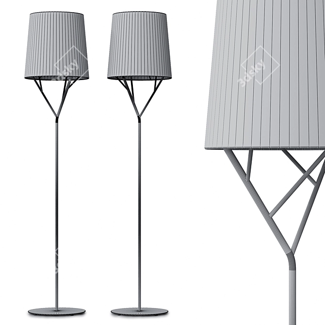 Modern Steel Floor Lamp TREE 3D model image 4