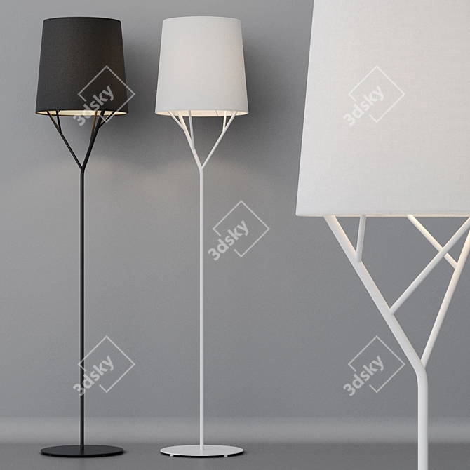 Modern Steel Floor Lamp TREE 3D model image 5