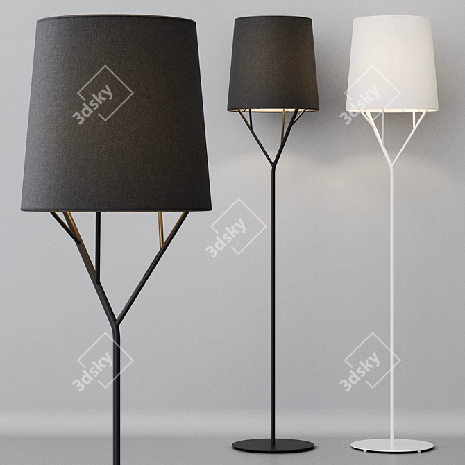 Modern Steel Floor Lamp TREE 3D model image 6