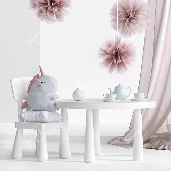 Kids Room Furniture Set & Decor 3D model image 3