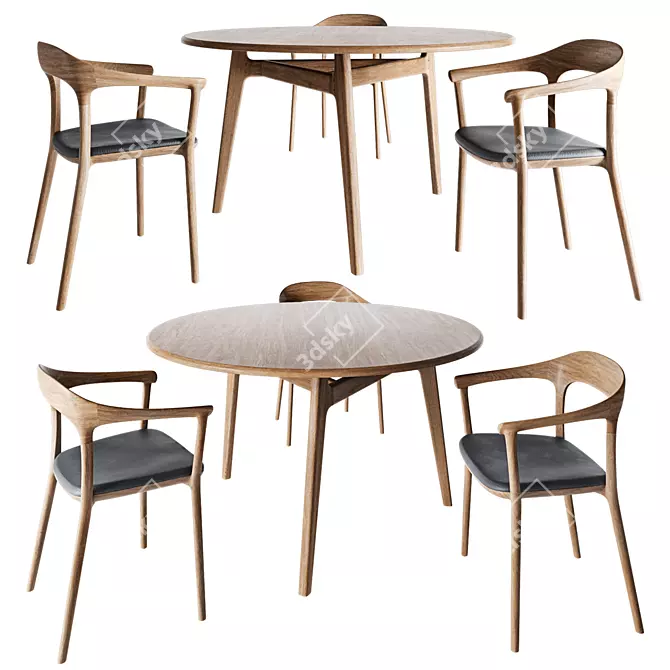 Elegant Round Table Set Elle 3D model image 1