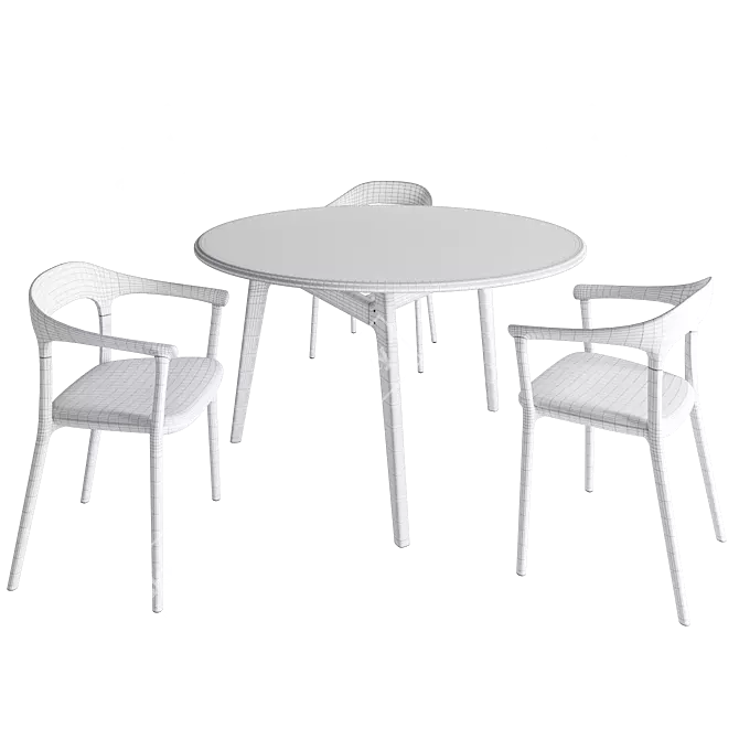 Elegant Round Table Set Elle 3D model image 4