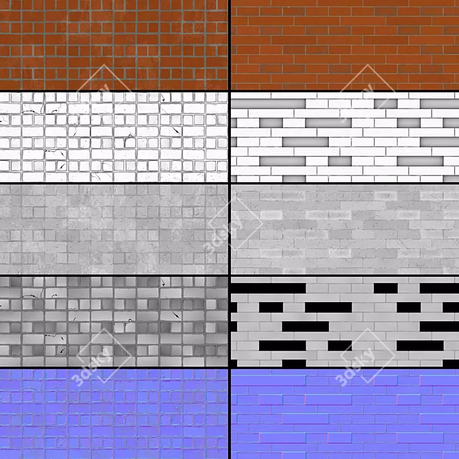 Seamless Brick Texture Pack 3D model image 6