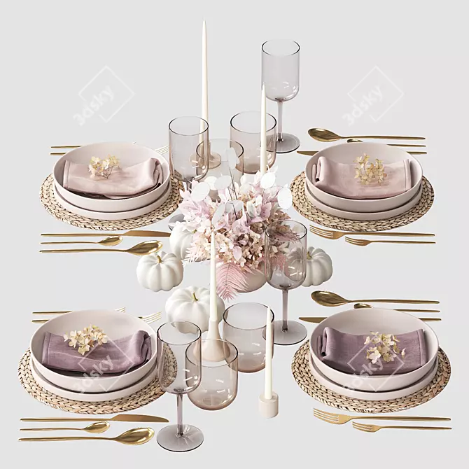 Autumn Table Setting Ensemble 3D model image 2