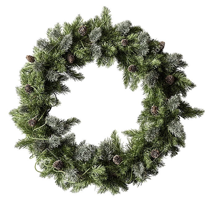 Pine Leaf Wreath Set 17 3D model image 1