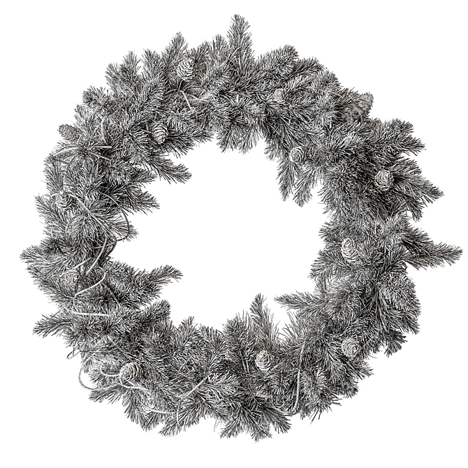 Pine Leaf Wreath Set 17 3D model image 3