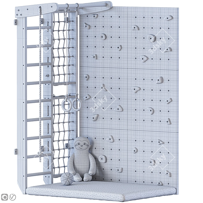 Eco Wooden Playground Gym Set 3D model image 3