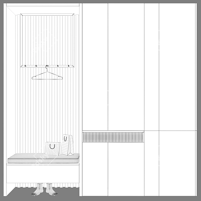 Modern Minimalist Entryway Set 3D model image 5