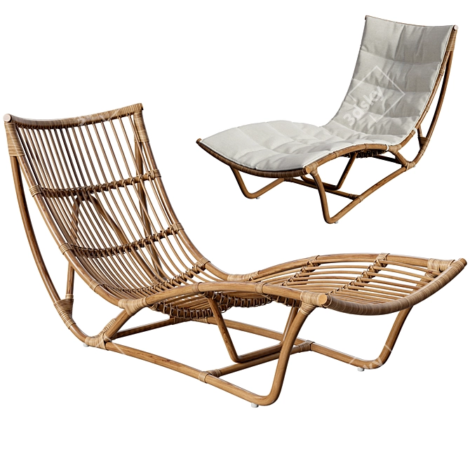 Handmade Rattan Michelangelo Daybed 3D model image 1