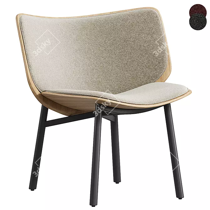 Chic Modern Fabric Easy Chair 3D model image 1