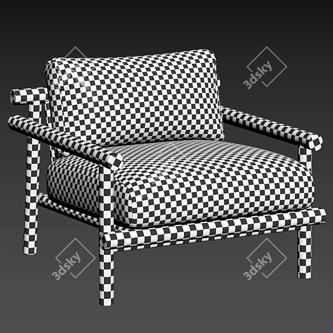 Sleek Fabric Garden Armchair Model 3D model image 7