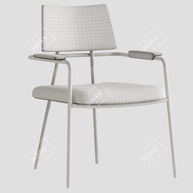  Sleek Steel Armchair Design 3D model image 4